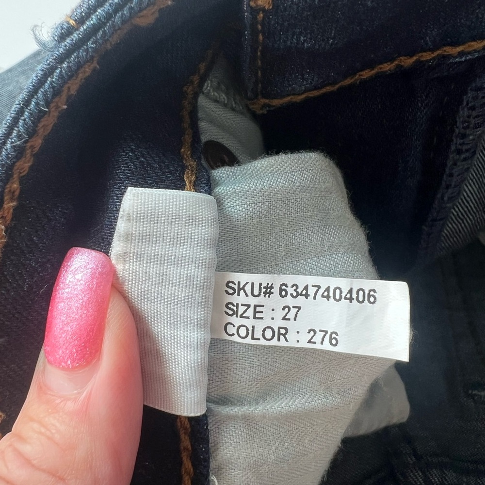Abercrombie & Fitch High Rise  Blue Denim • Cuffed Raw Hem • Women’s Size 27/4 - Picture 7 of 11